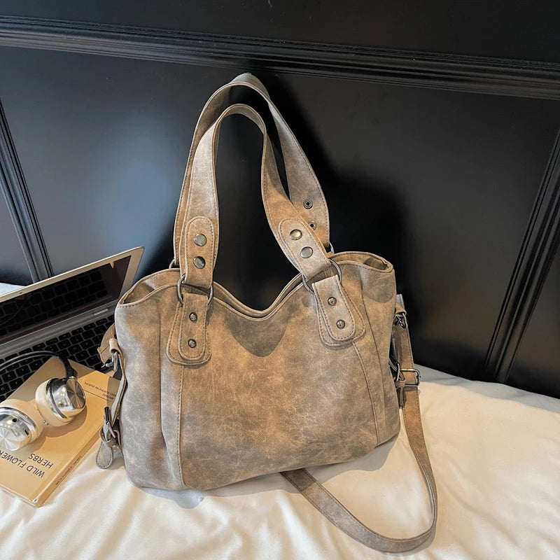 Large Suede Shoulder Bag – Women's Luxury Commuter Tote
