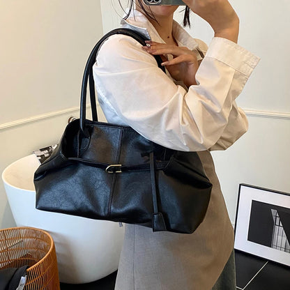 PU Leather Square Shoulder Bag for Women – Retro Underarm Tote