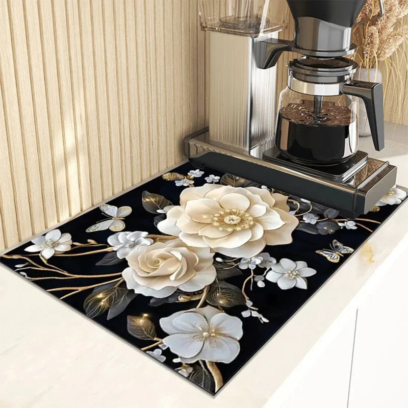 Vikama Waterproof Heat Resistant Countertop Mat Stain Resistant 3d Peony Kitchen Pad - Waterproof
