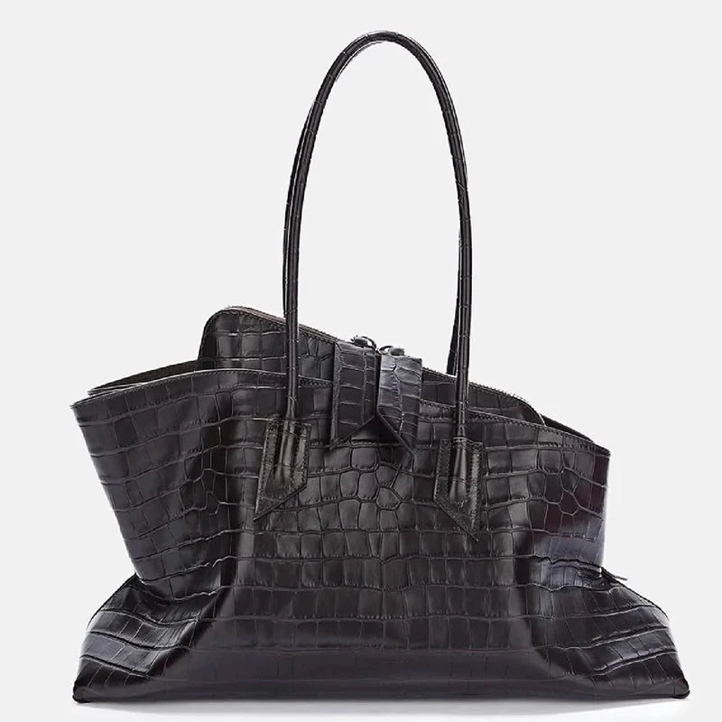 Crocodile Pattern Leather Tote Bag – Large Capacity Shoulder Bag