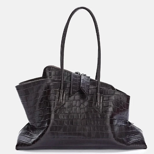 Crocodile Pattern Leather Tote Bag – Large Capacity Shoulder Bag
