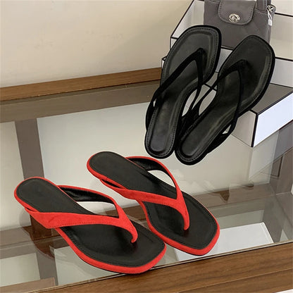 Eilyken Square Toe Thong Sandals – Women's Low Heel Summer Flip Flops
