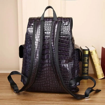 Genuine Leather Alligator Backpack for Men – 15.6" Laptop Bag