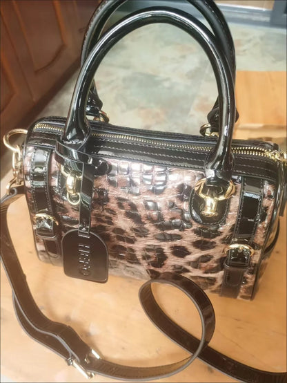 Leopard Genuine Leather Boston Bag for Women – Luxury