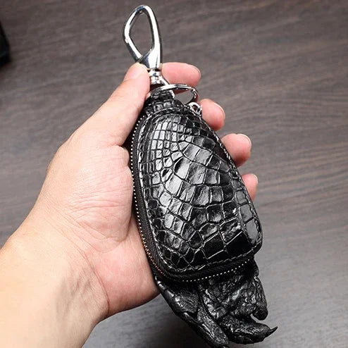 Crocodile Leather Car Key Wallet – Men's Zipper Key Case