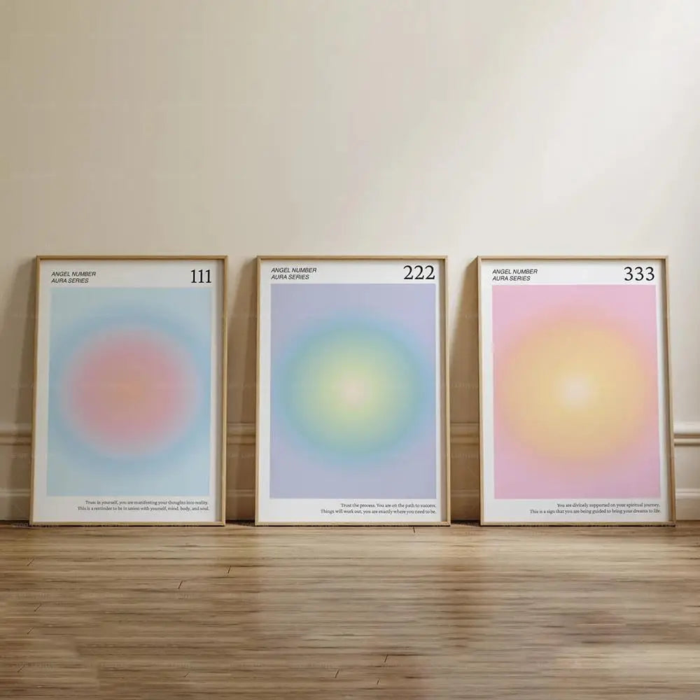 Angel Numbers Aura Wall Art Poster – 111 222 333 Spiritual Print
