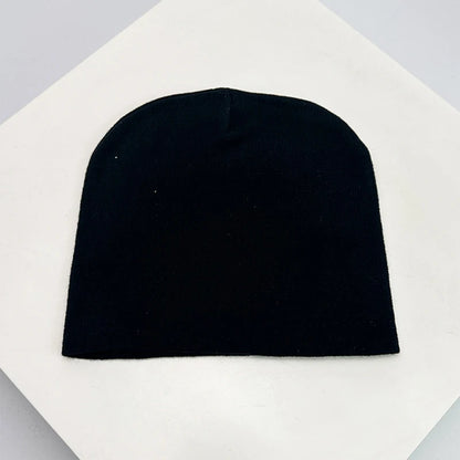 Skull Print Knit Beanie – Color Block Warm Winter Hat Punk Style