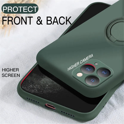 Liquid Silicone Ring Holder Phone Case – iPhone 11 to 17 Series