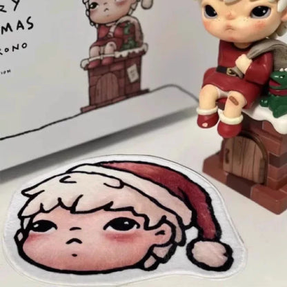 Christmas Boy Character Head-Shaped Rug – Soft Absorbent Floor Mat