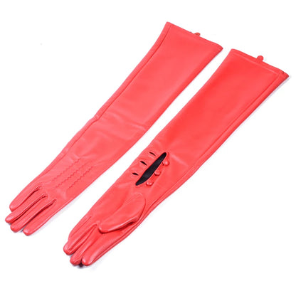Women's Long Leather Opera Gloves – Button Wrist Evening Gloves