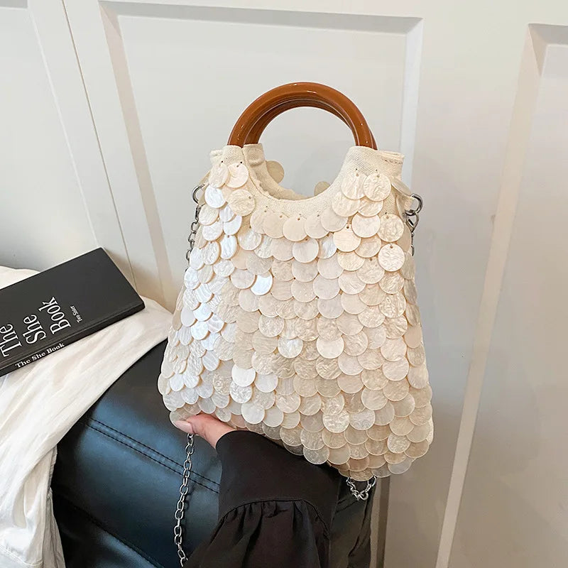Luxury Woven Seashell Shoulder Bag
