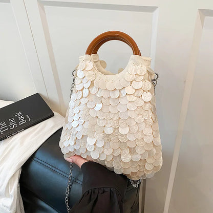 Luxury Woven Seashell Shoulder Bag