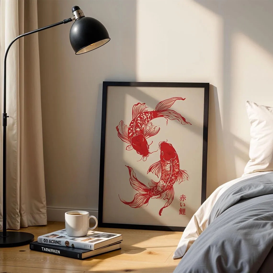 Red Koi Fish Japanese Wall Art Print – Minimalist Poster