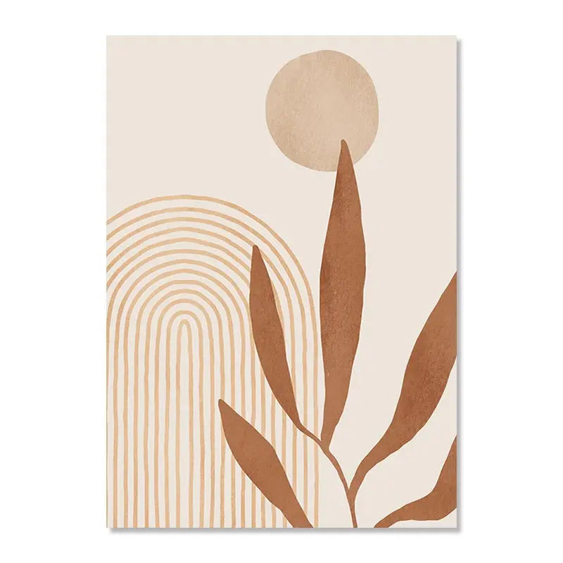 Boho Abstract Geometric Canvas Wall Art Print – Terracotta Beige Decor