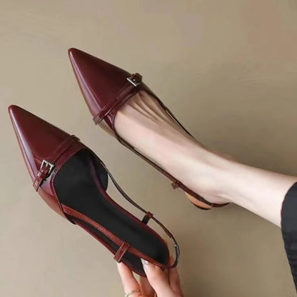 Pointed Toe Mid Heel Slingback Pumps – Women's Stiletto Heels