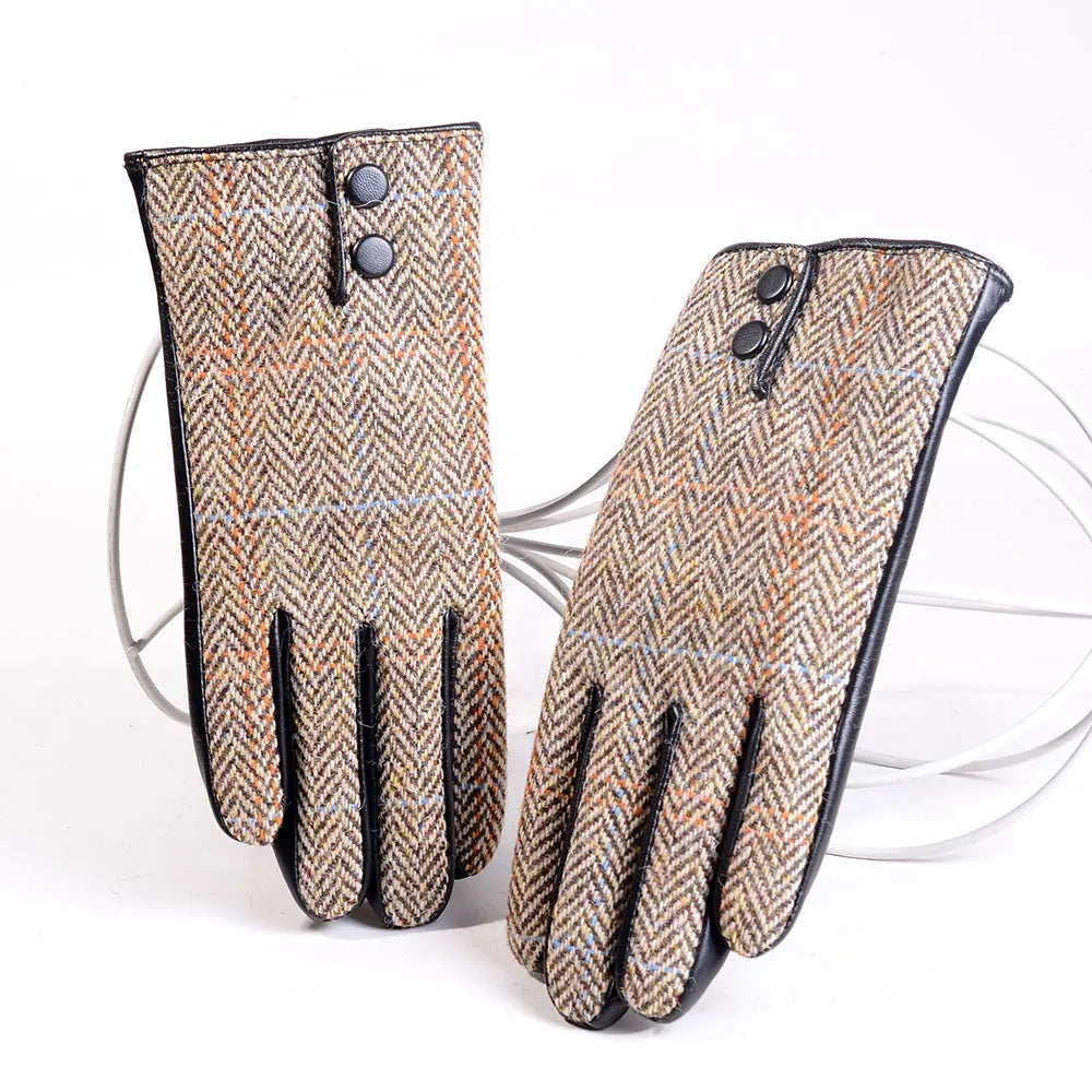 Men's Wool Tweed Touchscreen Winter Driving Gloves