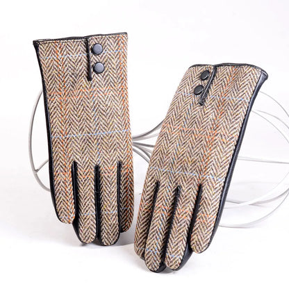 Men's Wool Tweed Touchscreen Winter Driving Gloves