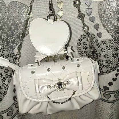 Elegant Pink Bow Rhinestone Underarm Bag