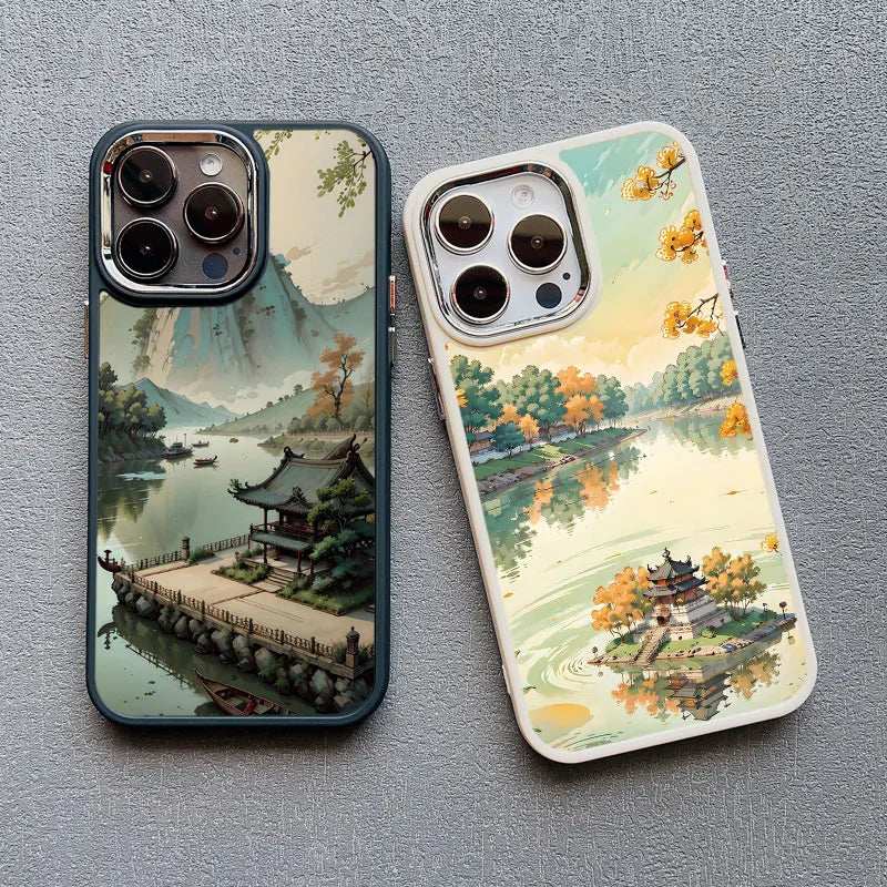 Mountain Peak Lake Vintage Silicone Phone Case
