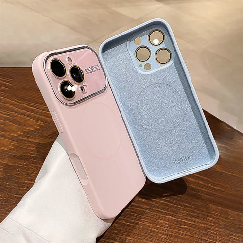 Magnetic Liquid Silicone iPhone Case – MagSafe Compatible with Camera Lens Protector