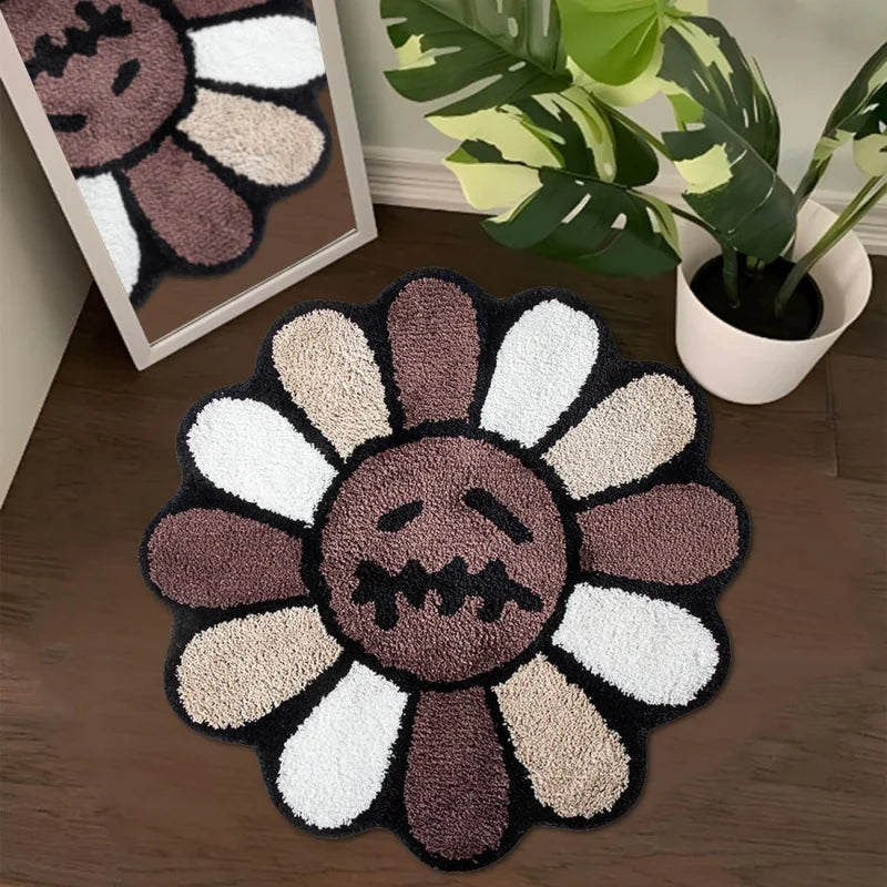 Sunflower Round Rug – Non-Slip Absorbent Floor Mat