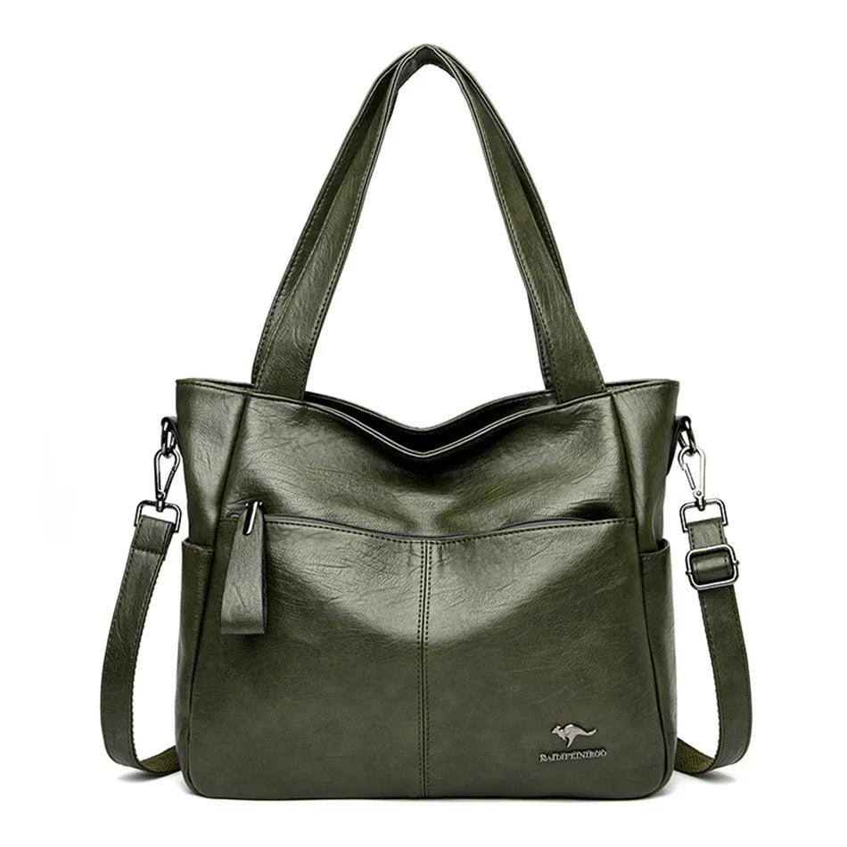 Women's Leather Tote Bag – Top Handle Shoulder Handbag