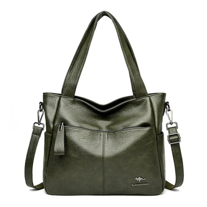 Women's Leather Tote Bag – Top Handle Shoulder Handbag