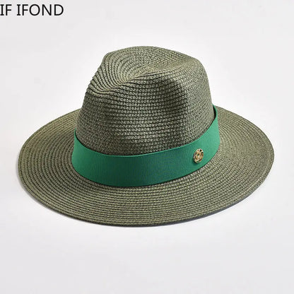 Panama Straw Sun Hat Unisex Elegant Beach Travel Hat