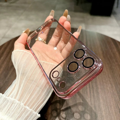 Glitter Transparent iPhone Case with Electroplated Frame – iPhone 11–17 Series