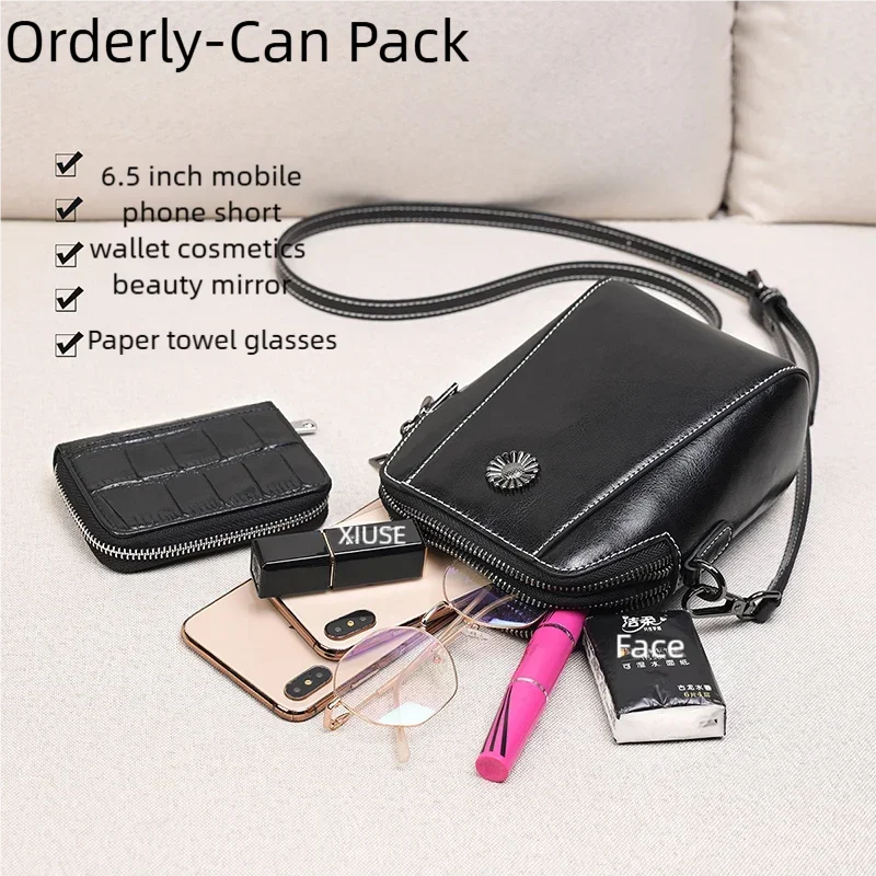 Genuine Leather Crossbody Phone Bag – Oil Wax Cowhide