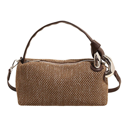 Straw Shoulder Bag for Women – Vintage Woven Crossbody Handbag