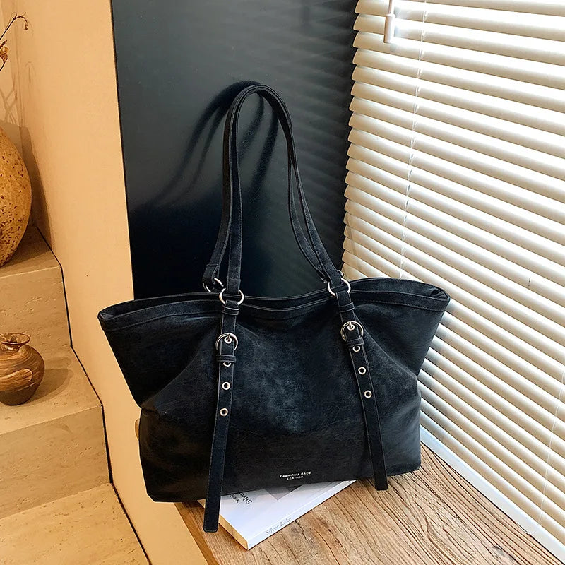 Korean Large Capacity Tote Bag Women Suede