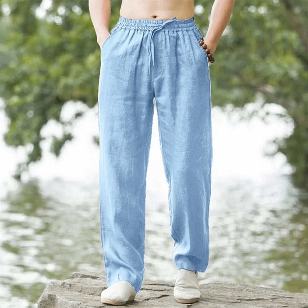 Men's Cotton Linen Pants – Loose Wide-Leg Summer Trousers