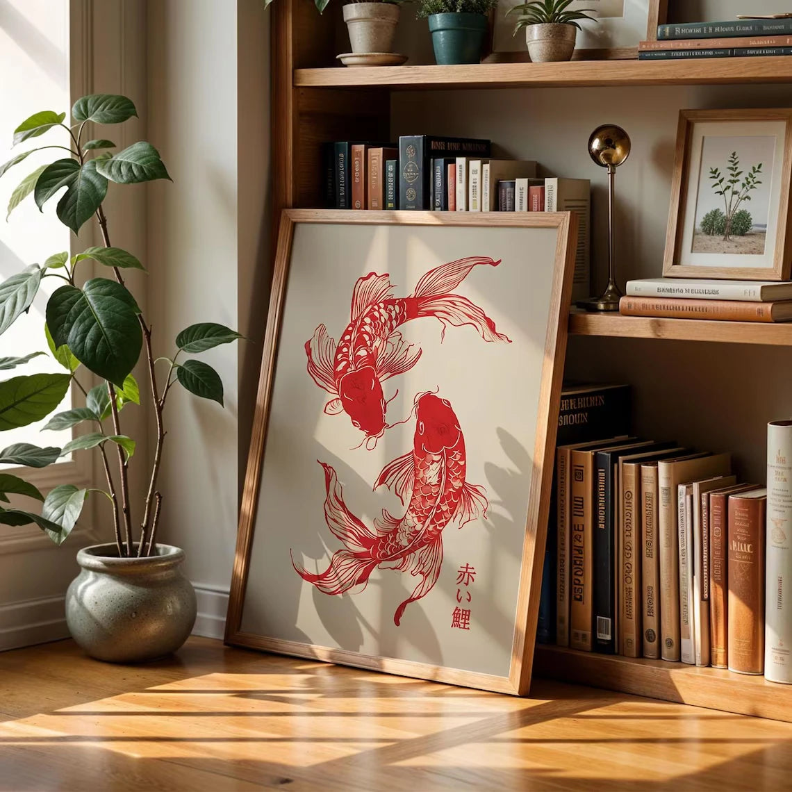 Red Koi Fish Japanese Wall Art Print – Minimalist Poster