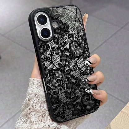 Lace Floral Pattern Silicone iPhone Case – Elegant Glossy Cover