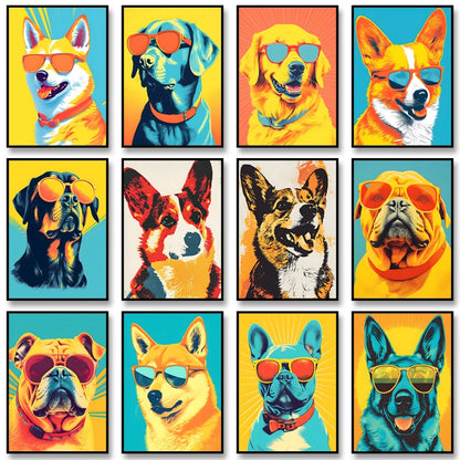 Corgi Wearing Sunglasses Poster Funny Dog Canvas Painting Print Wall Art Picture Living Room Cuadros