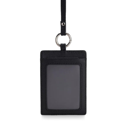 Hiram Beron Luxury Leather ID Card Holder with Neck Strap & Gemstone