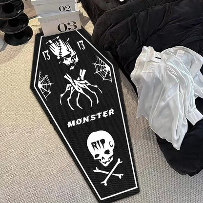 Gothic Skull Coffin Rug – Halloween Non-Slip Floor Mat