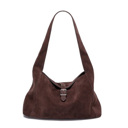 Suede Leather Shoulder Bag for Women – Soft Cowhide Crossbody