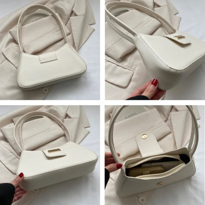 Minimalist Shoulder Bag for Women Simple Solid Color Underarm Bag