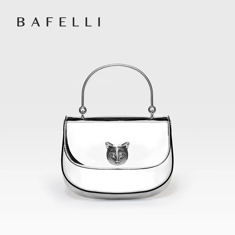 Crossbody Leather Handbag with Cat Clasp – Evening Bag
