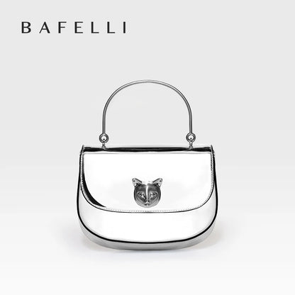 Crossbody Leather Handbag with Cat Clasp – Evening Bag