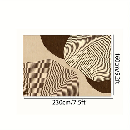 Modern Cream Abstract Area Rug – Soft Living Room & Bedroom Carpet