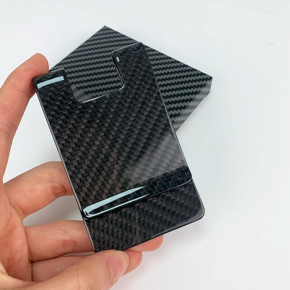 Carbon Fiber RFID Money Clip Wallet – Slim Card Holder for Men