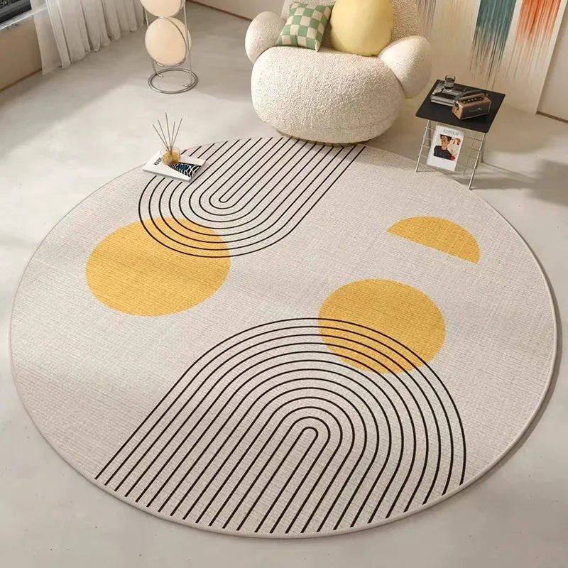 Round Area Rug – Modern Minimalist Non-Slip Stain-Resistant Floor Mat