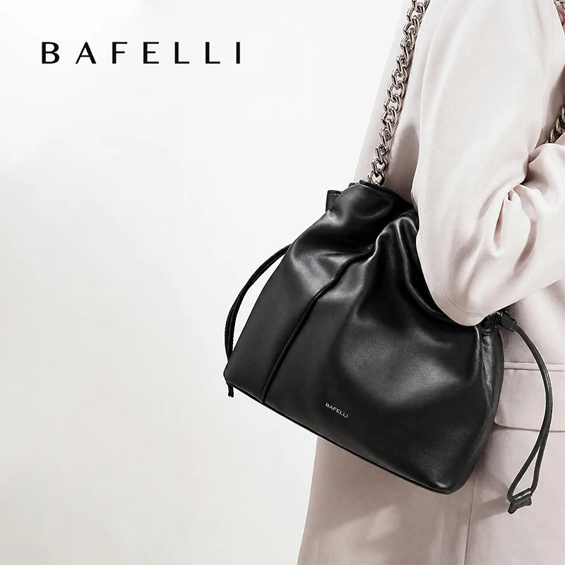 Leather Casual Bucket Shopper Shoulder Handbag