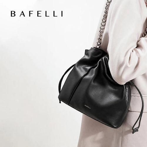Leather Casual Bucket Shopper Shoulder Handbag