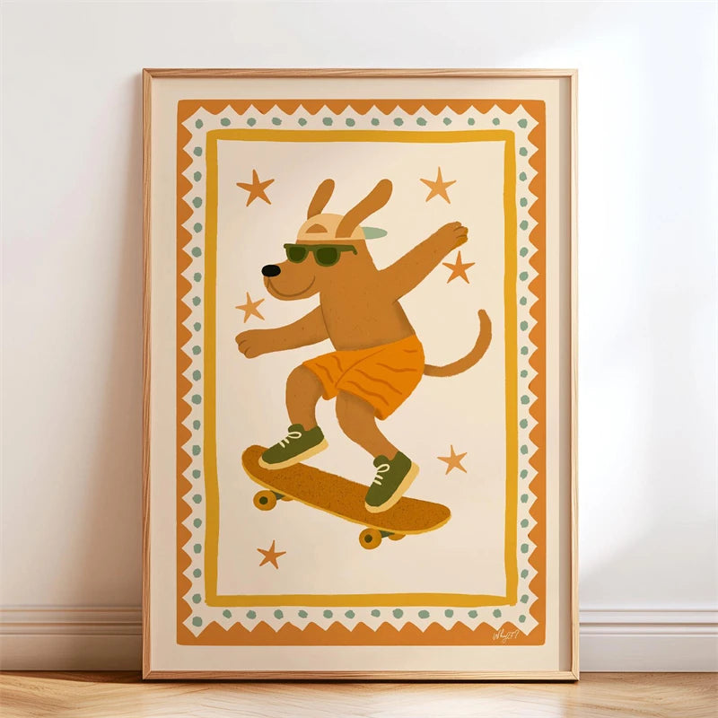 Boho Cat Bicycle Wall Art Poster – Kids Nursery Print