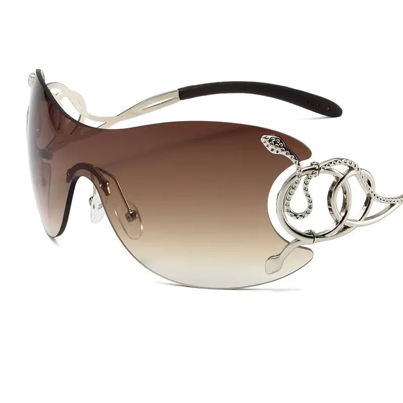 Y2K Rimless Sunglasses – Women's Gradient Wrap Shield