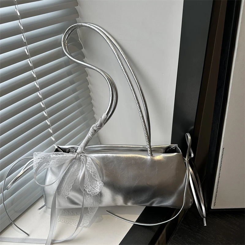 French Elegant Korean Bow Decoration Pu High-quality Square Bag